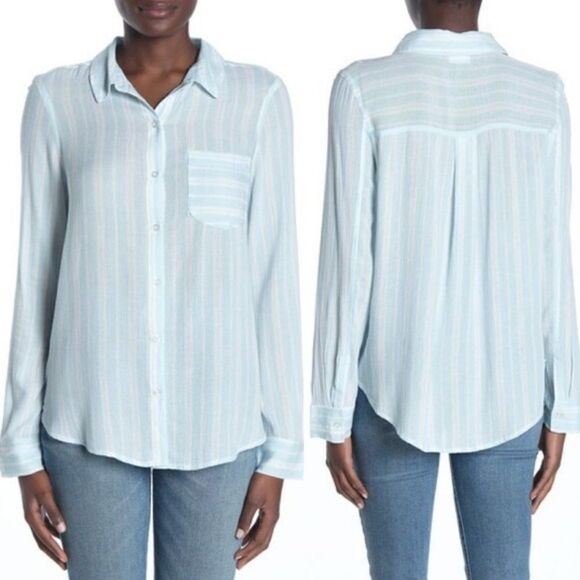 Abound Weekend Front Tie Striped Long Sleeve Shirt - Picture 2 of 2